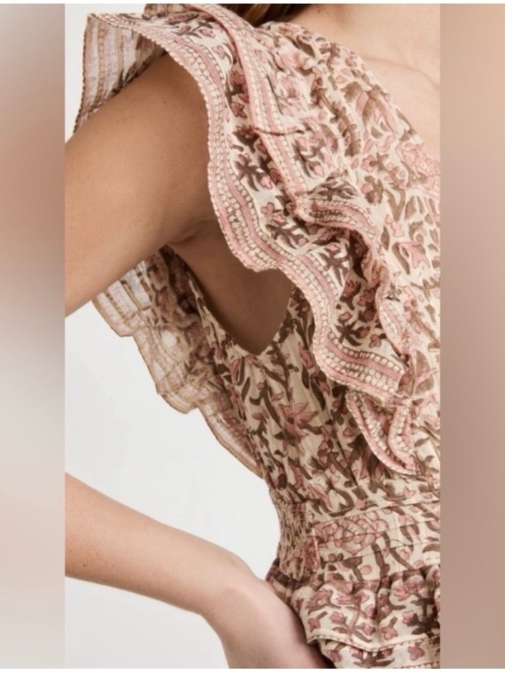 Cleobella Cherie Boho Maxi Floral Tiered Ruffle Strap Dress (Small) - Picture 3 of 16